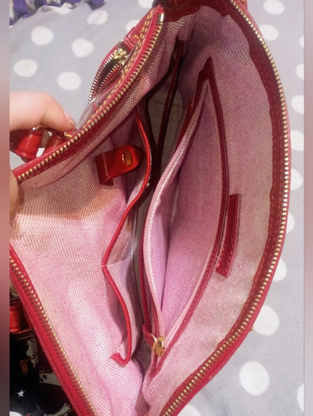 Dooney And Bourke Red Croc-Embossed Leather Satchel Handbag - Picture 5 of 9